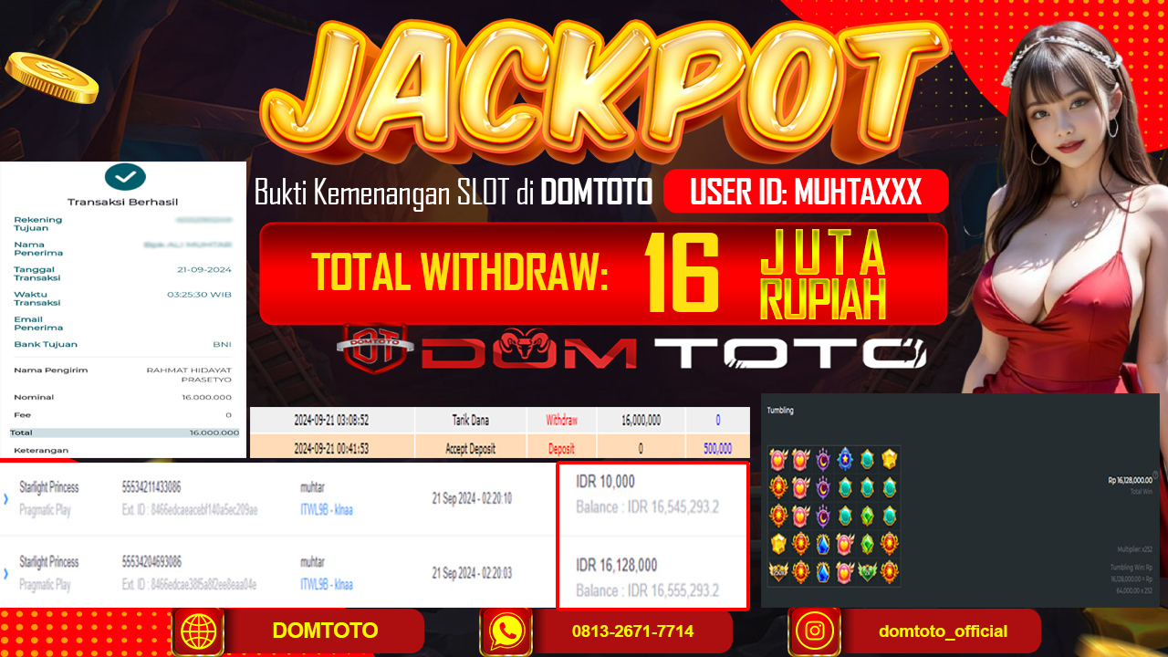 JACKPOT SLOT STARLIGHT PRINCESS  21 SEPTEMBER 2024